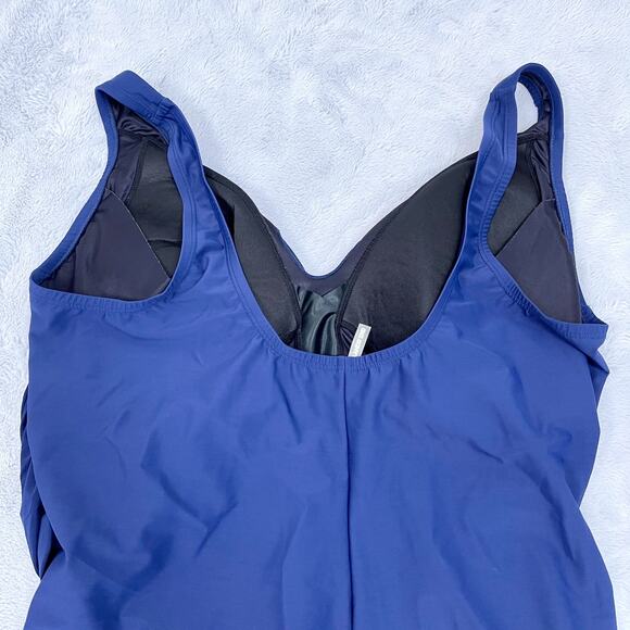 Lands End SlenderSuit Tummy Control Wrap One Piece Swimsuit Blue Womens 22W DD - Picture 6 of 12